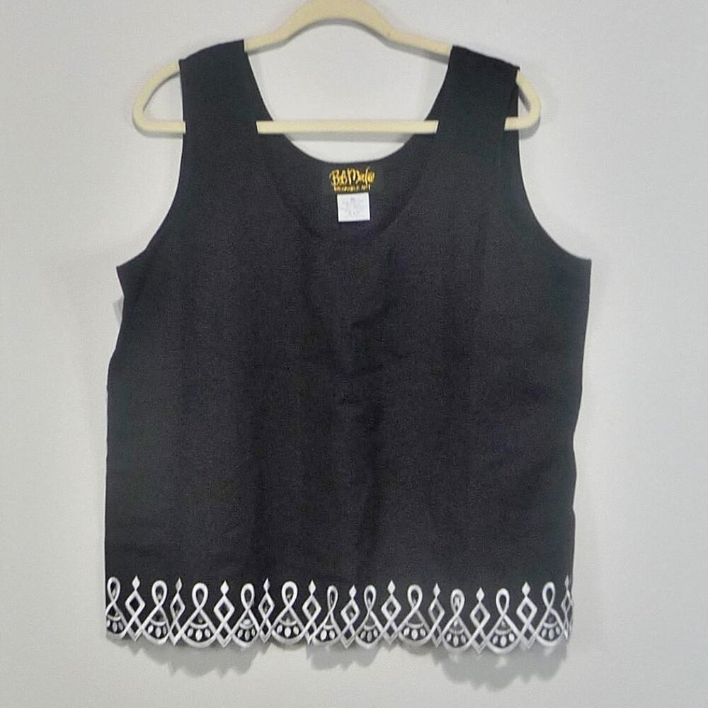 Bob Mackie Wearable Art Size XL Linen Blend Tank Black